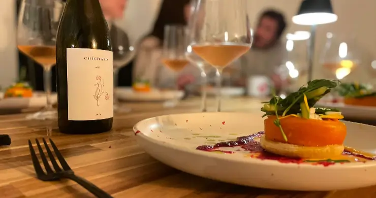 Table with food and matching paired Portuguese Wine